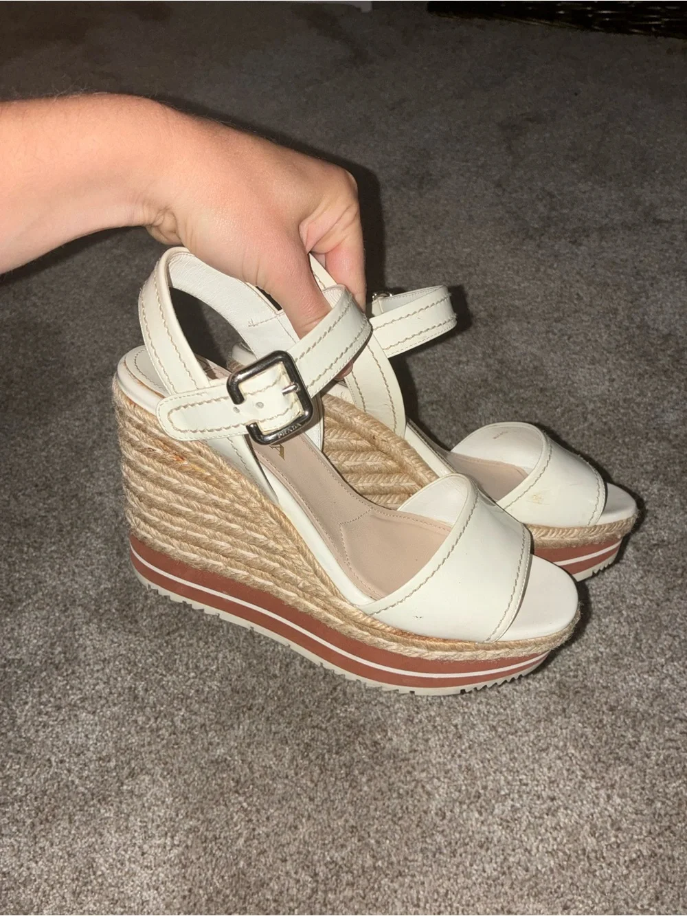 VINTAGE PRADA - Leather Espadrille Wedge  Heels, Perfect condition